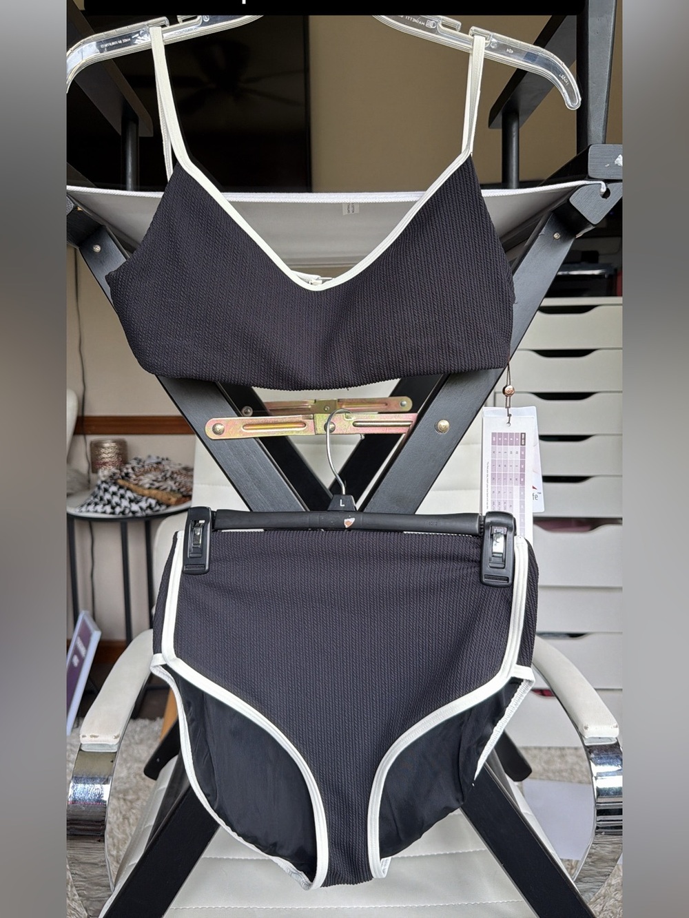 NWT Calia black & white 2pc swimsuit small bottoms & medium top